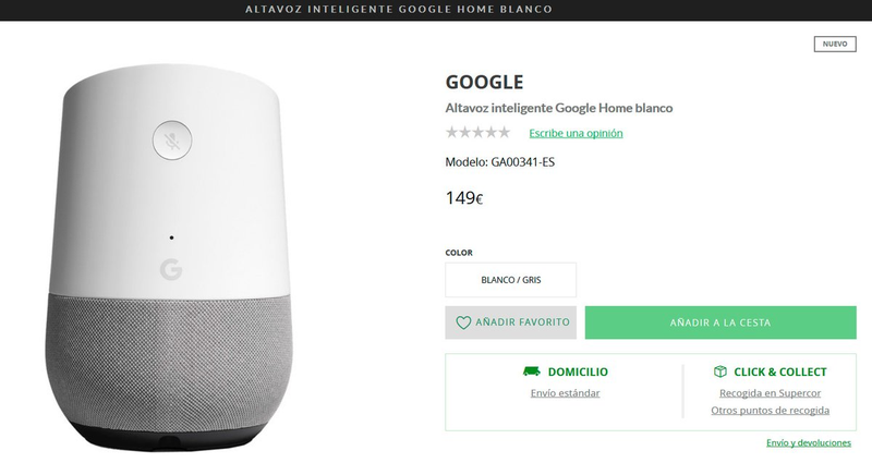 Illustration for article titled El Corte Inglés revela por error el precio de Google Home días antes de que llegue a España